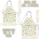 Kids Aprons for Girls and Boys, Toddler Apron with Pocket for Painting, Cooking, Baking, Gardening and Crafts (Medium 6-12 yrs, Dinosaur Alphabet)