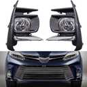 Munirater Fog Light Lamp Assembly Passenger and Driver Side Replacement for Sienna (BASE/L/LE/SE/XLE/LIMITED) 2018-2019 with Bulbs+Front Bumper Fog Light Covers+Harness Switch Kit