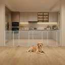 Sintuff Clear Plastic Dog Playpen Gate 8 Panel 165" W x 28" H Transparent Freestanding Pet Playpen Indoor Foldable Adhesive Pet Fence Barrier for Doorway for Small Dogs Puppy