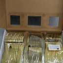 WDF300 Pieces Gold Plastic Silverware - Heavy Duty Disposable Cutlery Set Plastic Gold Silverware Set Includes 100 Forks, 100 Spoons, 100 Knives for Party Baby Shower Wedding Spring
