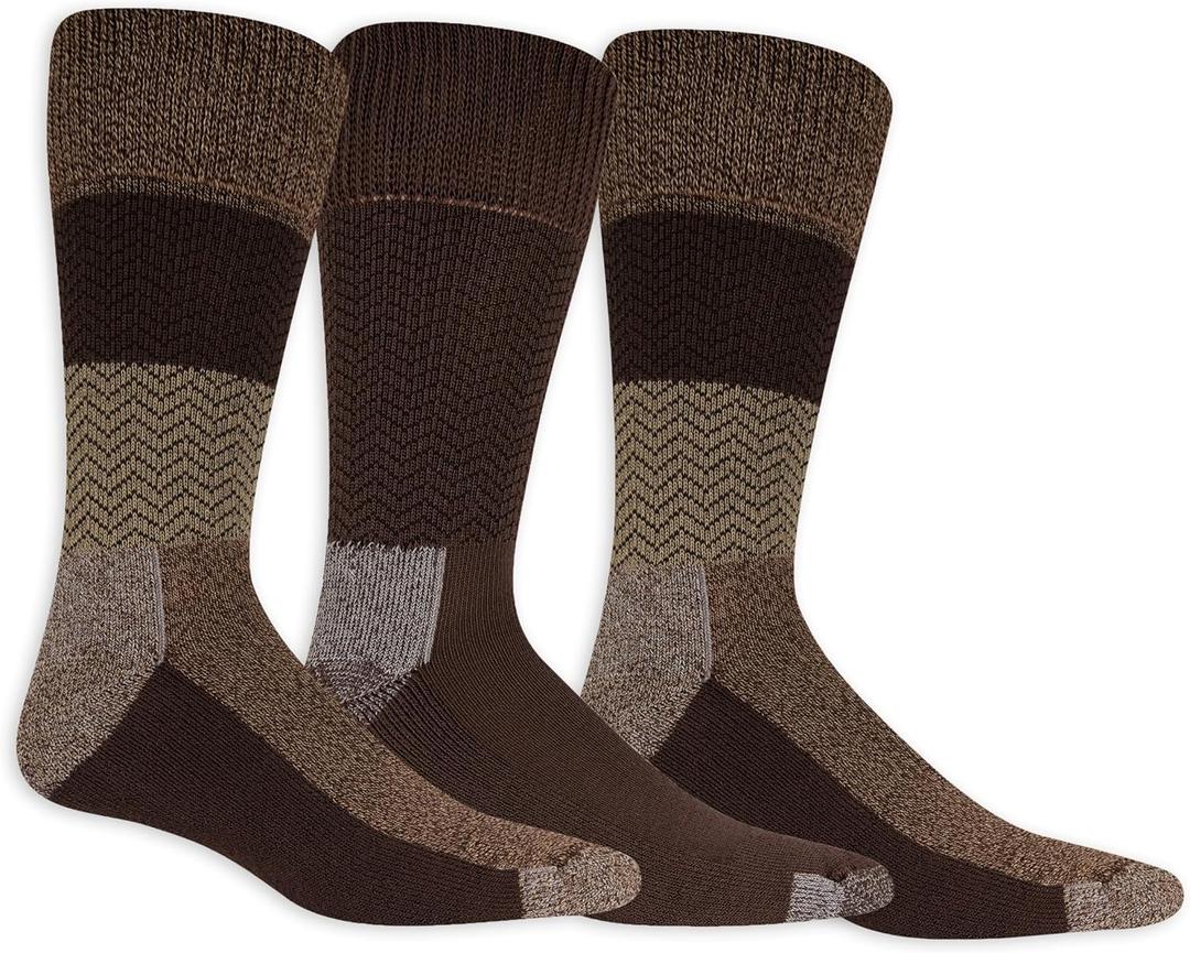Dr. Scholl's Men's Advanced Relief Blisterguard Socks-2 & 3 Pair Packs-Non-Binding Cushioned Comfort (Brown Chevron - Crew (3 Pairs))