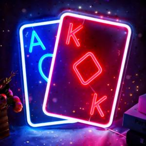 Poker Neon Sign for Wall Decor, Casino LED Night for Las Vegas Party, Poker Room, Bedroom, Man Cave, Dimmable USB Power Red Blue (14.1"x13" IN) Poker Neon Sign for Wall Decor, Casino LED Night for Las Vegas Party, Poker Room, Bedroom, Man Cave, Dimmable USB Power Red Blue (14.1"x13" IN)