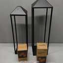 Perfnique Decorative Lanterns for Indoor & Outdoor, Set of 2 Black Metal Lanterns (22" & 19") with LED Timer Flameless Candles, Farmhouse Modern Decor for Front Porch, Patio, Mantle