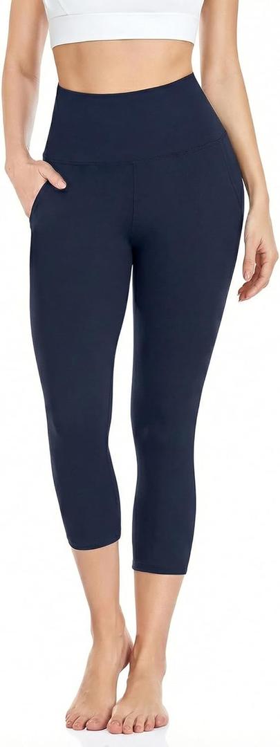 iaoja High Waisted Leggings for Women with Pockets - Tummy Control Soft Workout Running Yoga Printed Pants (XX-Large-3X-Large, 03navy Blue)