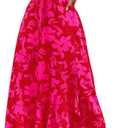 PRETTYGARDEN Women's Summer Wrap Maxi Dress Casual Boho Floral V Neck Short Sleeve Ruffle Hem Split Beach Long Dresses (Red Floral, X-Large)