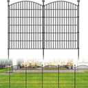 10 Panels No Dig Decorative Garden Fence - 40 in (H) x 23.6 ft (L), Dog Fence Outdoor for YardRustproof Metal Animal Barrier Ground Stakes Fencing for Garden, Patio, Flower Bed, Black