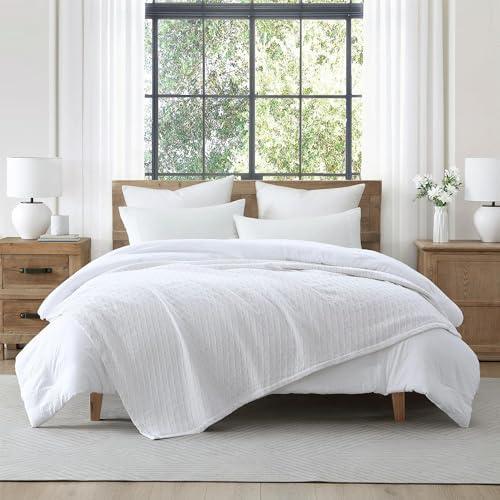 Tahari Home - Blanket, Soft Diamond Textured Cotton Blanket, Cozy Home Decor (Shelley Bright White, Full/Queen)