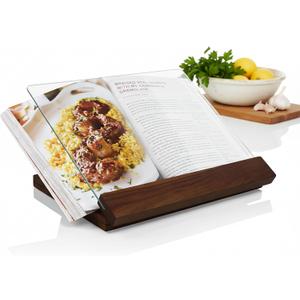 PICNIC TIME Fabio Viviani Prodigio Cookbook Stand with Tempered Glass, Recipe Stand, Kitchen Cookbook Holder, (Acacia Wood)