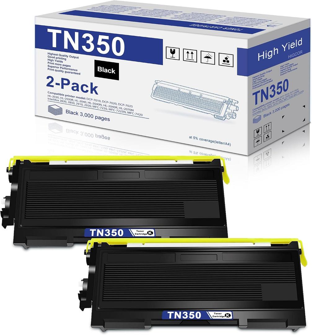 TN350 Toner Cartridge 2-Pack Replacement for Brother TN-350 Compatible with Brother HL-2070N HL-2040 MFC-7420 intellifax 2820 2920 DCP-7010 MFC-7220 Printer (Does not Include Drum Stand)