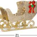 National Tree Company Pre-lit Artificial Christmas Dcor Includes Pre-strung White LED Lights and Ground Stakes Crystal Splendor Sleigh - 38 Inch