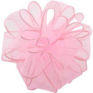 Berwick Offray 2.5" Wide Sheer Spring Wired Edge Ribbon for Decoration and Crafts, 50-Yard Spool, Pink