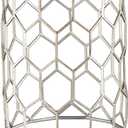 SEI Furniture Clarissa Metal Honeycomb Accent Table, Geometric Style Round Console Table With Faux Leather Top for Living Room, Silver, 13.75 in x 13.75 in x 18.25 in