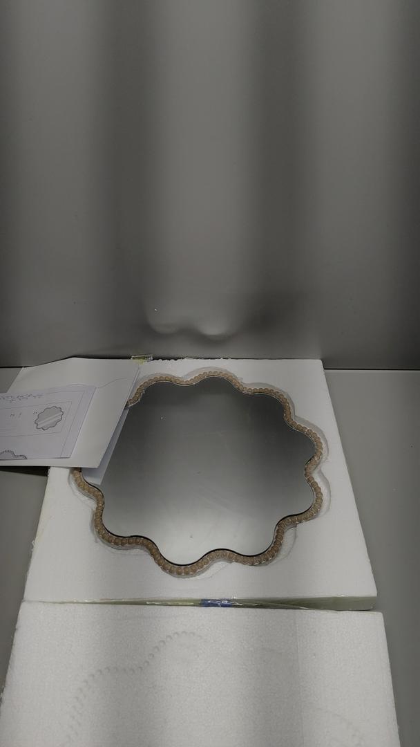 Wall Mirror, Farmhouse Round Mirror Boho Wall Decor with Beads Wavy Frame Hanging Circle Mirror for Living Room Entryway Bathroom Over Sink Hallway, 15x15 Inch