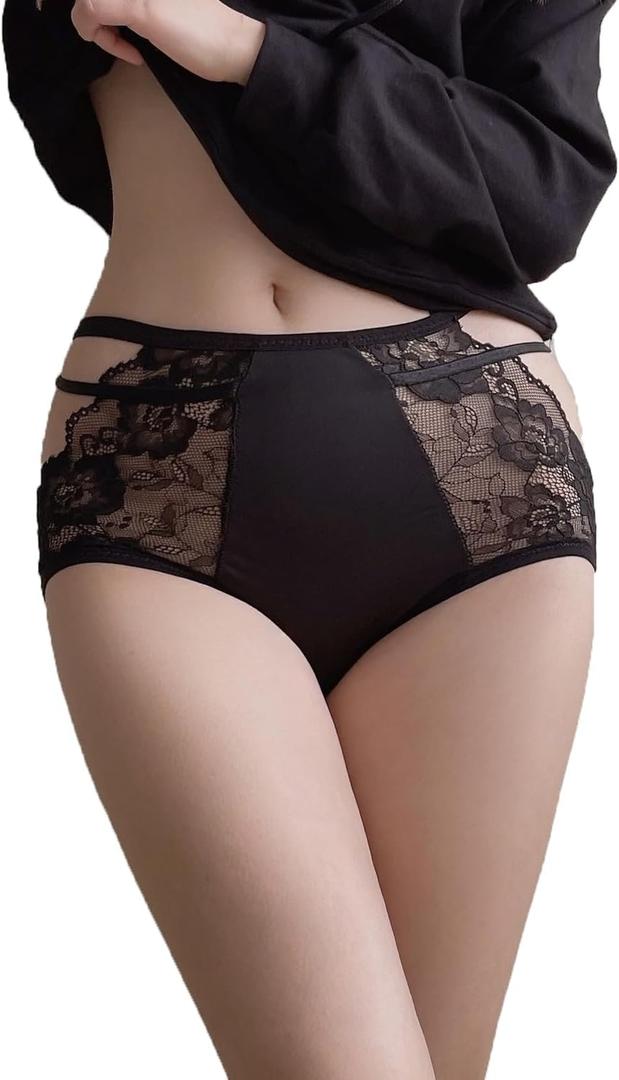 Womens Lace G-String Thongs Panties Underwear Low Rise T-Back Underpants (Black, S)