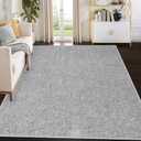 9x12 Area Rug Large Machine Washable Modern Solid Textured Area Rug Contemporary Stain Resistant Non-Slip Accent Rug Foldable Floor Cover Carpet Rug for Living Room Decor, Light Grey