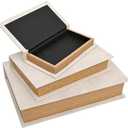 DECOR4SEASON Modern Faux Shagreen Leather Decorative Book Boxes Set of 3 - Wooden Book Shaped Hidden Storage Boxes for Home Decor, Coffee Table, Shelf Organizer, Secret Storage (13",10",8")
