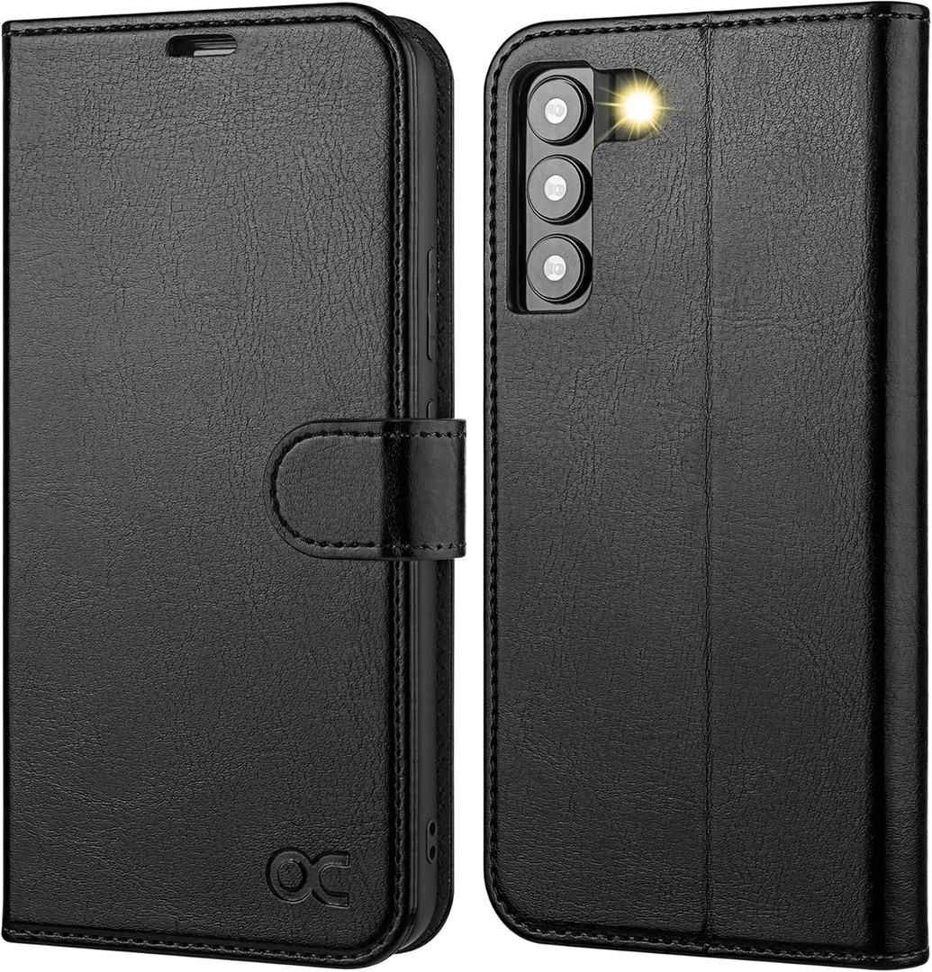 OCASE Compatible with Galaxy S22 5G Wallet Case, PU Leather Flip Folio Case with Card Holders RFID Blocking Kickstand [Shockproof TPU Inner Shell] Phone Cover 6.1 Inch (2022) - Black