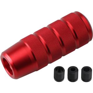 95mm/3.74" Car Shifter Knob, Aluminum Weighted Automotive Gear Shift Manual knobs Lever with 3 Threaded Adapters M8 M10 M12 x 1.25, Universal for Manual Transmission Vehicle (Red)