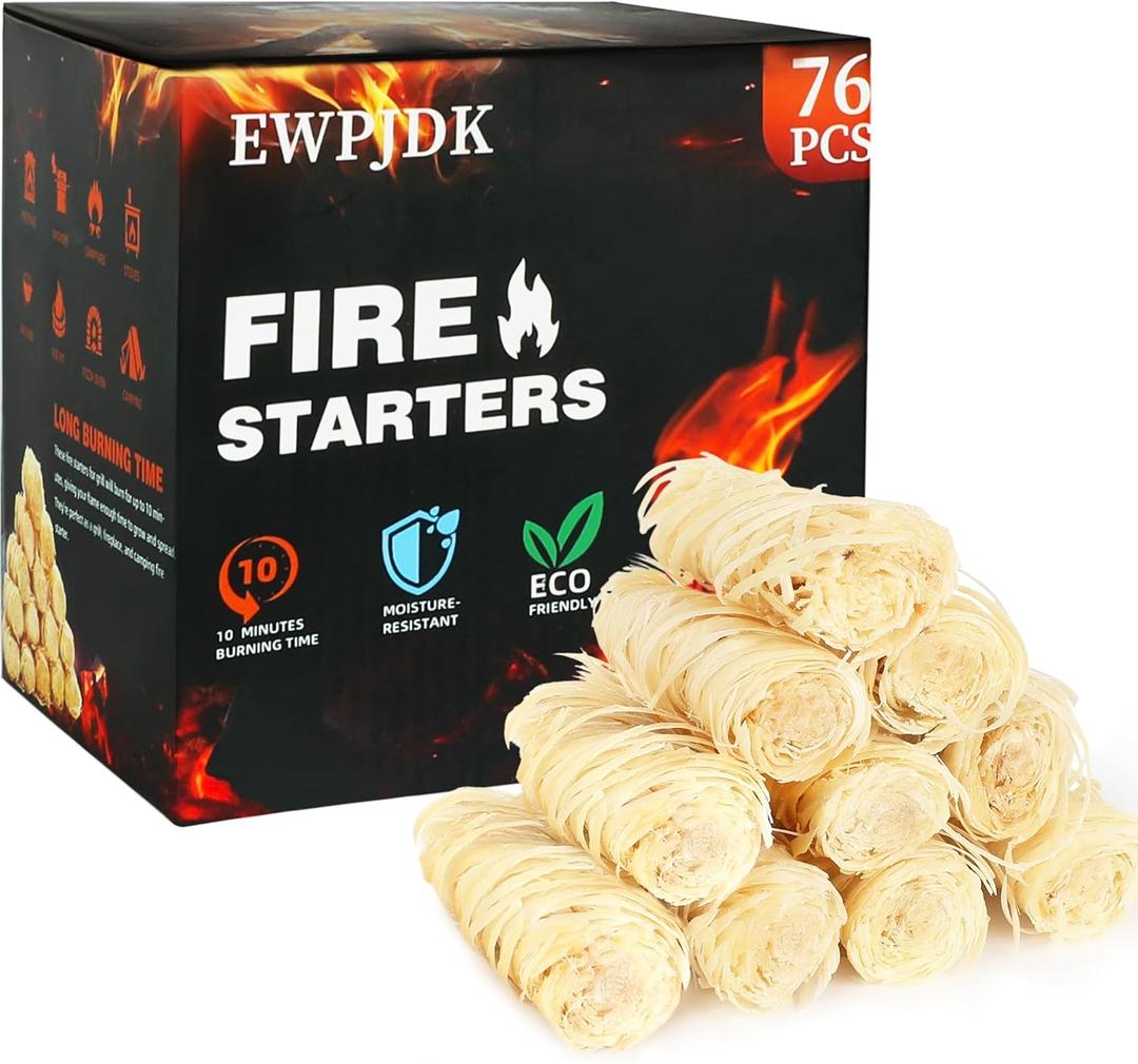 76pcs Fire Starter Natural Fire Starters for Campfires, Charcoal Starter, Firestarter, Fire Starters for Fireplace, BBQ, Chimney, Pizza Oven, Grill (76-PCS)