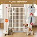 Jekriuet 57" Extra Tall Pet Gate, Auto Close Dog Door Pressure Mounted No Drilling for Doorways, Hallways, Stairs, Expandable 27.5"-38.5" Wide, Narrow 1.18" Spacing for Small Dogs & Puppies, White