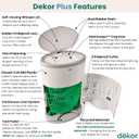 Diaper Dekor EKO Plus Diaper Pail, White | ONLY Eco-Friendly Diaper Pail Made with 70% Recycled Materials | Hands-Free: Step–Drop–Done | Cost-Effective Refill System |Great Cloth Diaper Pail