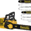 40V(20V*2) 16"+18" 2-IN-1 Brushless Chainsaw Cordless, Electric Powered Chainsaw Compatible with Dewalt Battery with Auto Oiler & Safety Lock Brake, for Tree Trimming Branch Wood Cutting(ONLY TOOL) (Yellow)