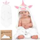 KeaBabies Hooded Baby Towel for Newborn - Viscose Derived from Bamboo Large Baby Bath Towels with Hood for Boys, Girls, Toddler, Extra Absorbent & Soft Newborn Bath Essentials (Unicorn) (Regular 35x35)