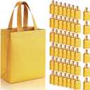 Woanger 48 Pack Christmas Glitter Gift Bags with Handle Reusable Goodie Bags Non Woven Glitter Bling Tote for Wedding Birthday Bridal Shower Holiday Party(6.5 x 3.1 x 7.8 Inch,Gold)