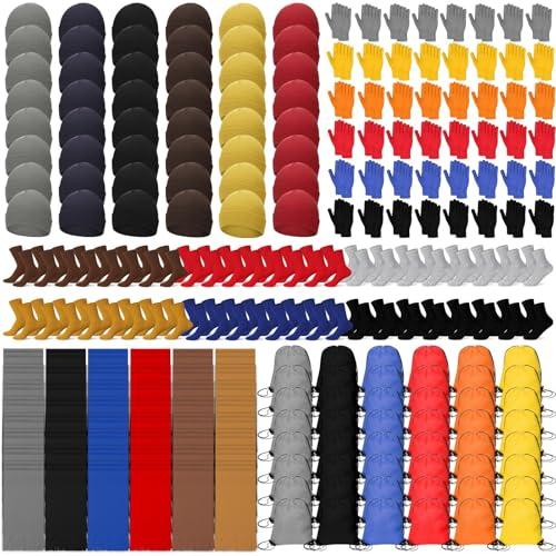 Liitrsh Homeless Care Package Supplies Winter Beanie Hat Gloves Socks Scarves Polyester Drawstring Bags for Women Men (Multicolor)