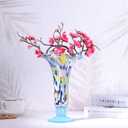 11.2'' H Hand Blown Glass Vase for Flowers, Blue Glass Home Decor for Centerpieces, Blue Wide Mouth Vase for Table, Beautiful Colorful Decor for Bathroom, Unique Gift for Her Friends