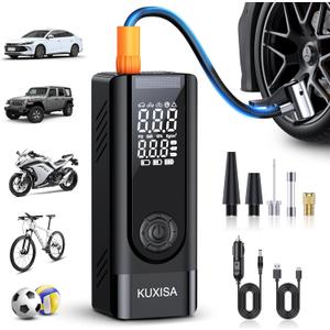 Tire Inflator Portable Air Compressor, 180PSI Air Compressor with Digital Pressure Gauge, 3X Faster Portable Air Pump for Car, Motorcycle, Bicycle, Ball and More(Black)