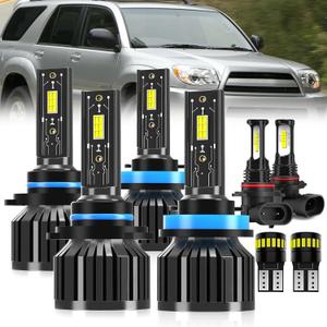 For 2006-2009 Toyota 4Runner light Bulbs, 9005 High Beam H11 Low Beam 9006 Fog Light License Plate Lights Combo, 8PCS