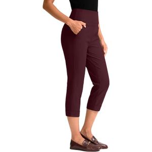 Rammus Pull On Capri Pants for Women with Pockets Womens High Waist Stretch Cropped Pants for Summer Dress Causal (8)