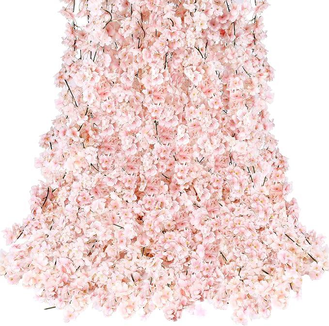 Cherry Blossom Garland,  Artificial Cherry Flower Vines
Pink Silk Sakura Vine Hanging for Wedding Party Arch Office Table Spring Summer Valentine Floral Home Decor