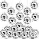 MTLEE 20 Pcs Disco Balls Decoration Mirror Disco Ball Assorted Silver Mini Glass Different Sizes Reflective with Rope for 70s Wedding Dance Music(1.2 Inch)