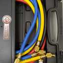 JIFETOR 4 Way AC Manifold Gauge Set, HVAC Diagnostic Refrigerant Charging Tool for Auto Household R404A R134A R410A, with 5FT Hose, Adjustable Quick Coupler, Adjustable Can Tap, Tank Adapters