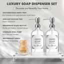 Dish Soap Dispenser Set for Kitchen 16oz Glass Bottle with Stainless Steel Pump, Instant Dry Tray, Perfect for Kitchen Decor and Bathroom Accessories, Womens Gifts for Christmas