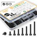 VGBUY 1001Pcs M2.5 Screws Kit,Black M2.5 Screws (7 Sizes 4-20mm),Hex Socket Head Cap Small Metric Bolts Nuts Assortment,12.9 Grade Alloy Steel,Black Oxide, 4/6/8/10/12/16/20mm