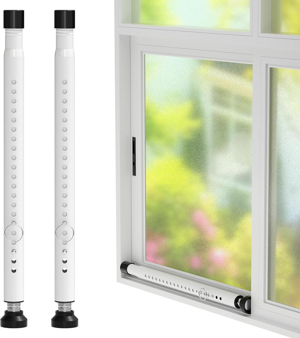 Sliding Door Security Bar,2Pcs 16 to 51 Inch Inside Sliding Patio Door Window Security Bar Stopper, Adjustable Window Locks Security Bars for Home Apartment Security, Sliding Glass Door Lock Hardware