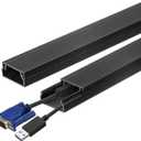 HARFINGTON 5pcs Cord Hider Wall 15inx0.8inx0.4in (LxWxH) PVC Cable Cover Self Adhesive Wire Hider Wall Mounted TV Cable Raceway for Cables Management (75in Total Length),Black