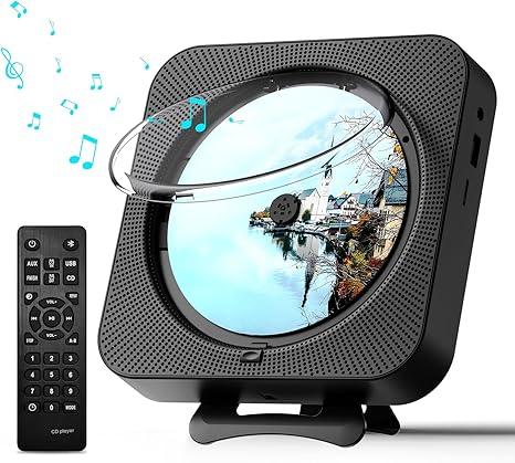 MICOCIOUS Portable CD Player with Bluetooth Desktop CD Player for Home CD Music Players withTimer,Builtin Dual Speakers with LED Display Home Audio Boombox FM Radio (Black)