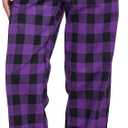 HiddenValor Women's Pajama Pants, Cotton Sleepwear Plaid Pajamas (Medium, Black/Purple)