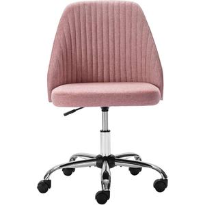 Home Office Chair, Mid-Back Armless Twill Fabric Adjustable Swivel Task Chair for Small Space, Living Room, Make-up, Studying