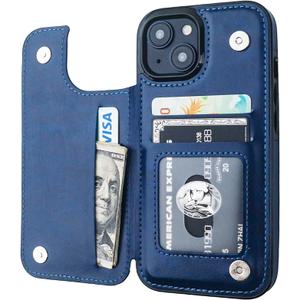 ONETOP Compatible with iPhone 15 Wallet Case with Card Holder, PU Leather Kickstand Card Slots Case, Double Magnetic Clasp and Durable Shockproof Cover 6.1 Inch (Black)