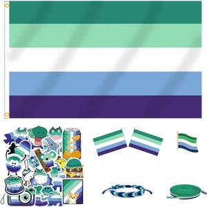 PRIDE 3x5 FT MLM Gay Flag Bundle for LGBTQ+ Accessories Present Celebration Parades Home Decor Party Supplies Festivals (Dark Green, Green, White, Blue, Dark Blue)