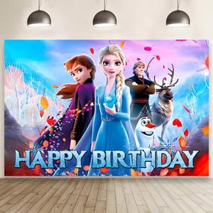 Wall Decor Backdrop for Frozen Birthday Decorations, Frozen Birthday Banner for Kids Party Supplies (5x3ft)