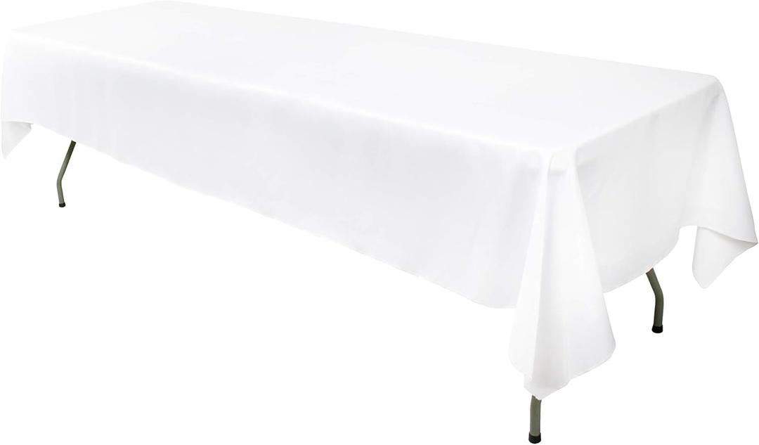 GEFEII Kitchen 60x126 inch White Rectangle Tablecloth Solid Polyester Rectangular Tablecloths for Wedding Party Restaurant Banquet Dining Buffet Table Picnic Decorations