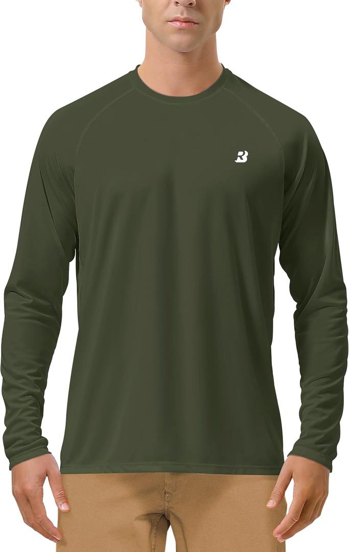 Roadbox Mens UPF 50+ UV Sun Protection Shirts Outdoor Long Sleeve SPF Rash Guard for Fishing Hiking Swimming Running XL