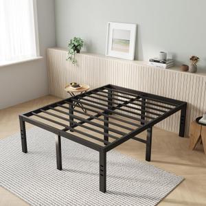 Novilla Bed Frame Queen Size, 18 Inch Simplicity Metal Platform Queen Bed Frame with Underbed Storage, No Box Spring Needed, Heavy Duty Steel Slat Support, for Bedroom, Guest Room, Noiseless (Black)