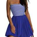 KIRUNDO Strapless Dress for Women Bubble Hem Summer Sexy Tube Top 2025 A Line Patchwork Mini Beach Vacation Sundress Size XL